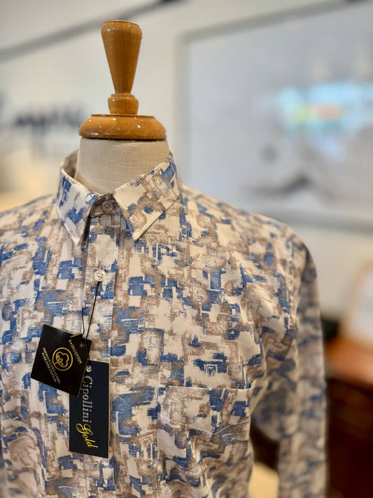 Sandy Blue Swiss Cotton Shirt