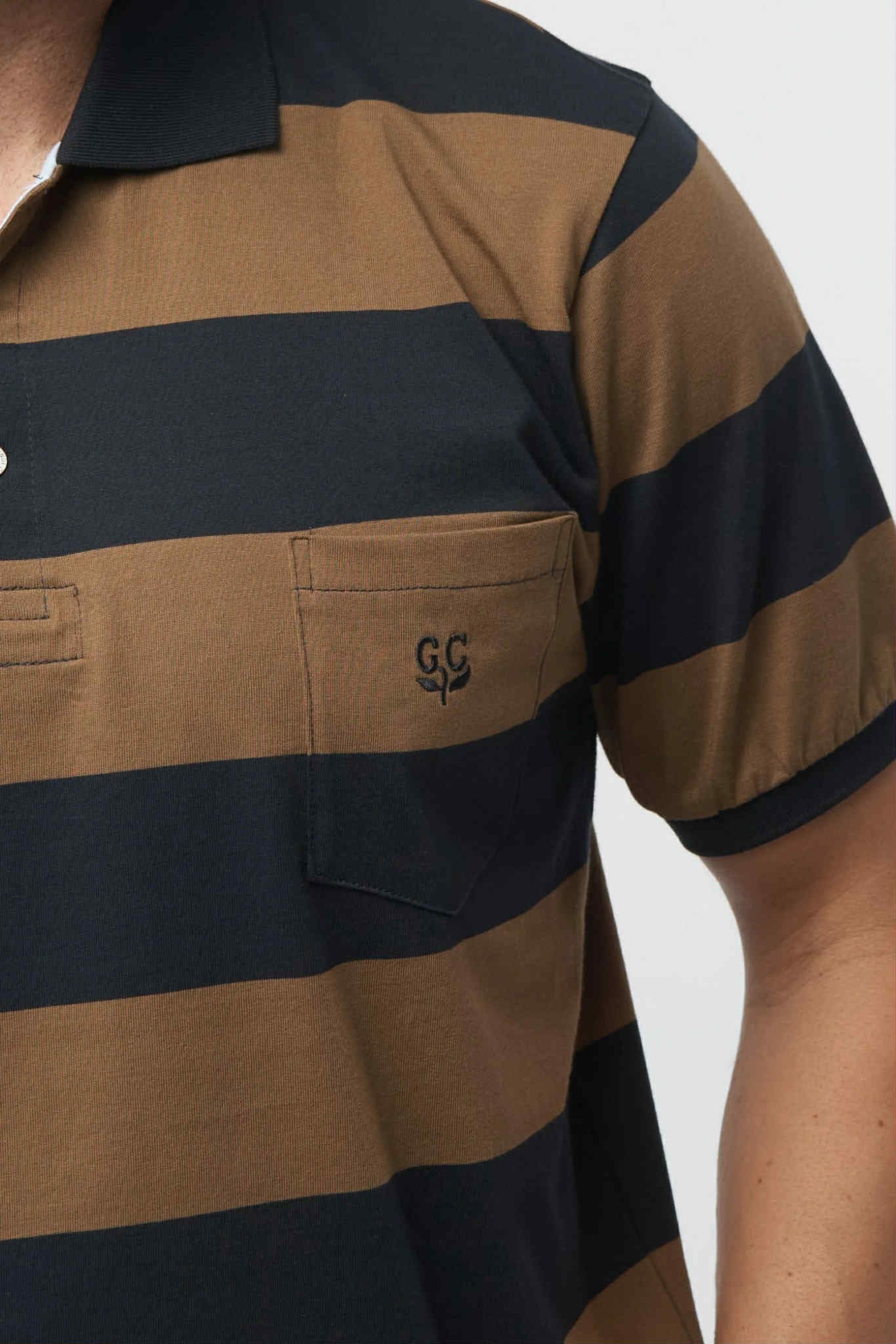 Navy Brown Cotton Polo