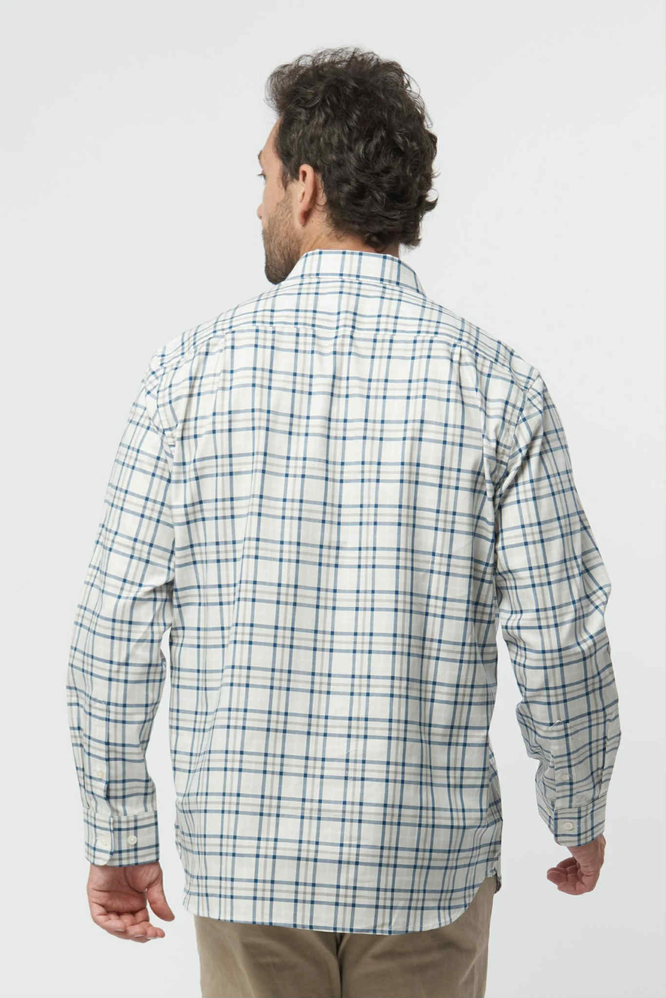 Beige Navy Check Shirt