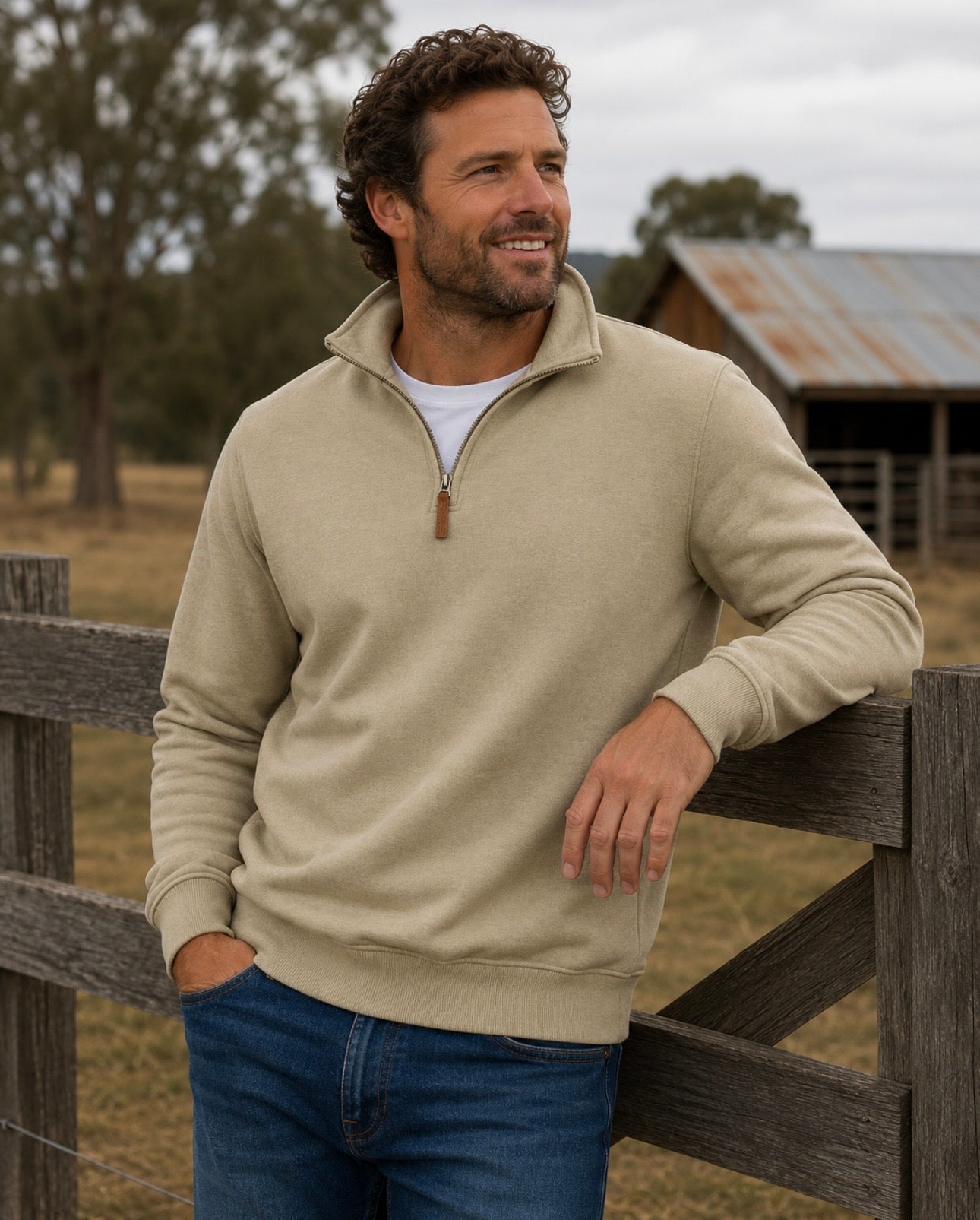 Olive 1/4 Zip Fleece Sweater