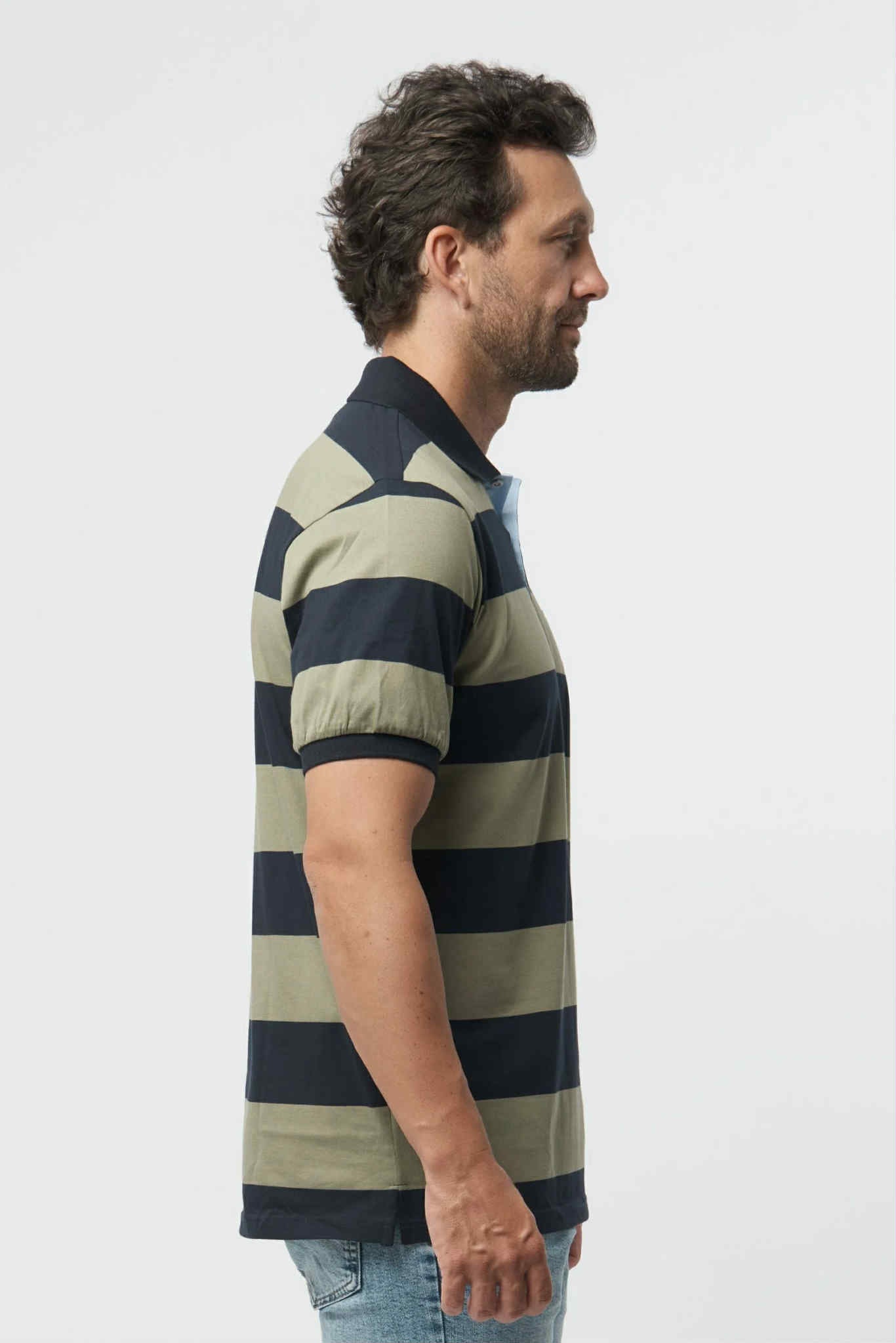 Navy Sage Cotton Polo