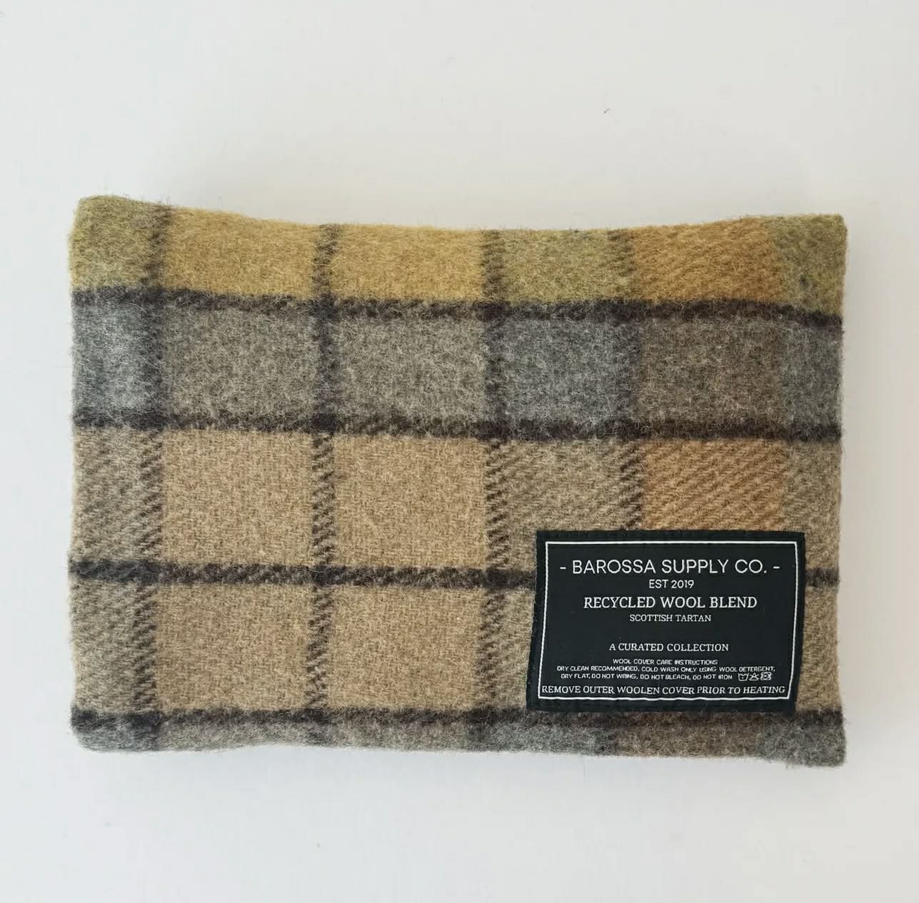 Recycled Wool Blend Scottish Tartan Heat Pack - Buchanan Natural