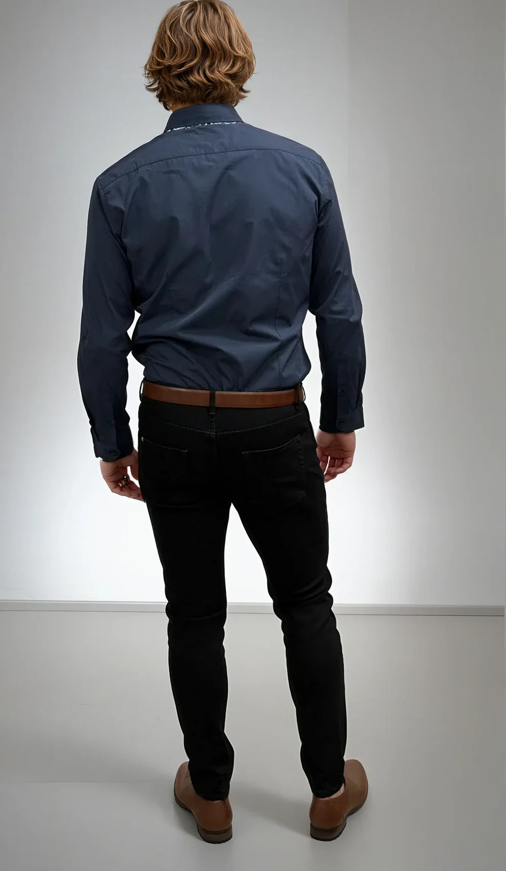 Navy Trim Dress Shirt