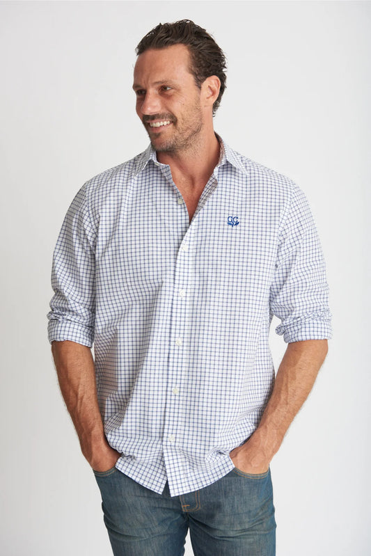 Navy White Check Shirt