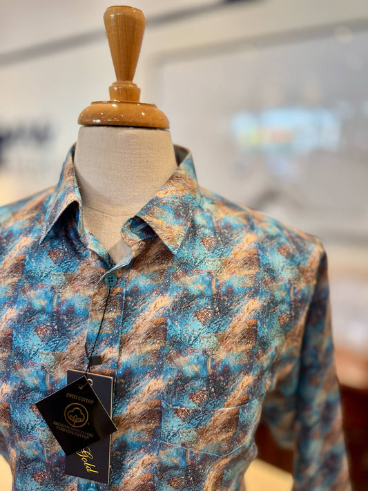 Sea Waves Swiss Cotton Shirt