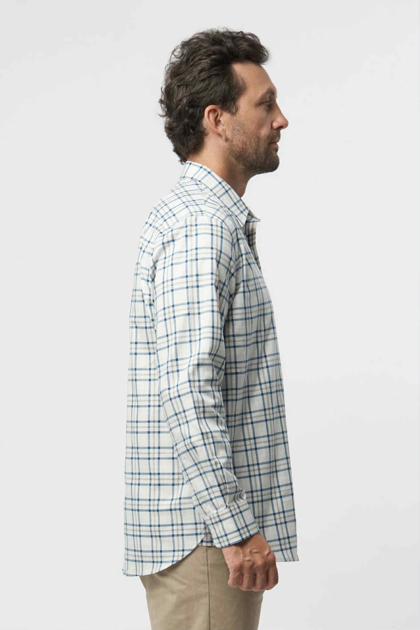 Beige Navy Check Shirt