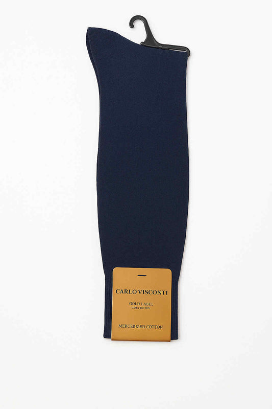 Navy Mercerized Cotton Socks