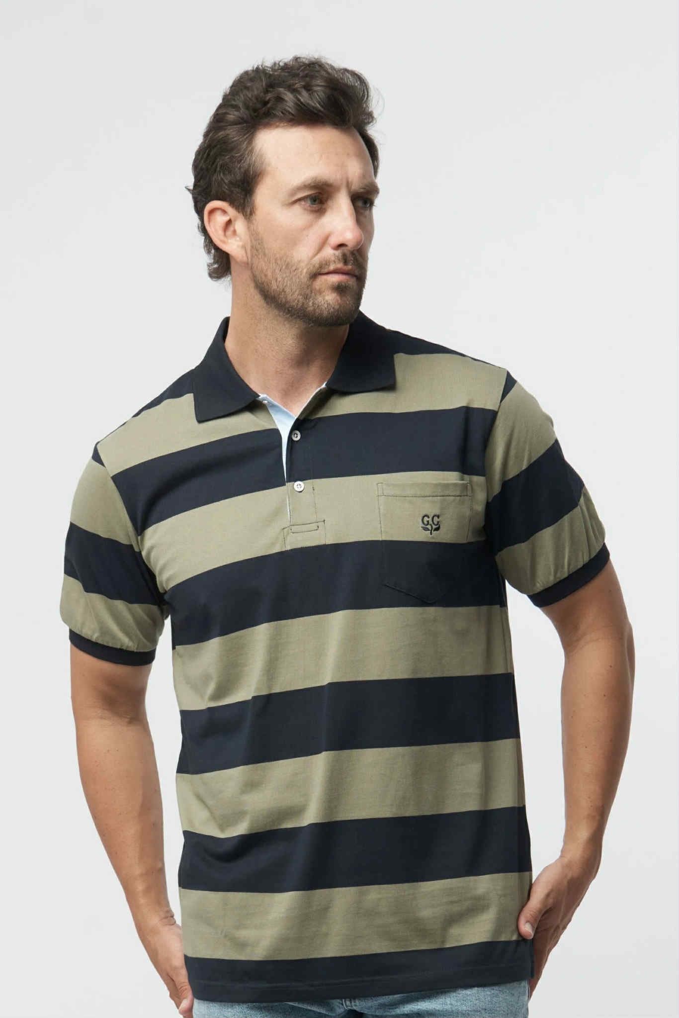 Navy Sage Cotton Polo