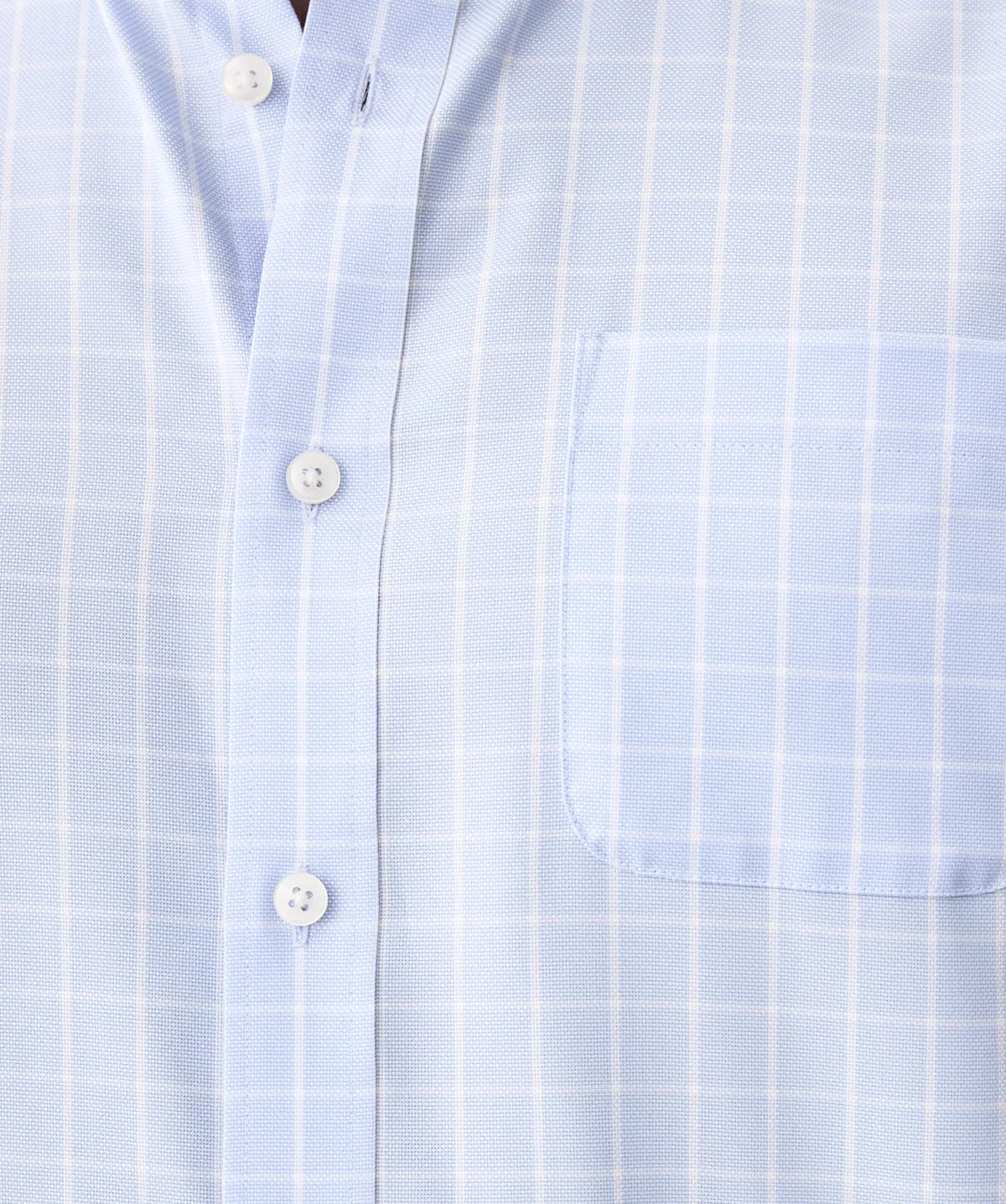 Sky Blue Easy Care Dobby Check Short Sleeve Shirt