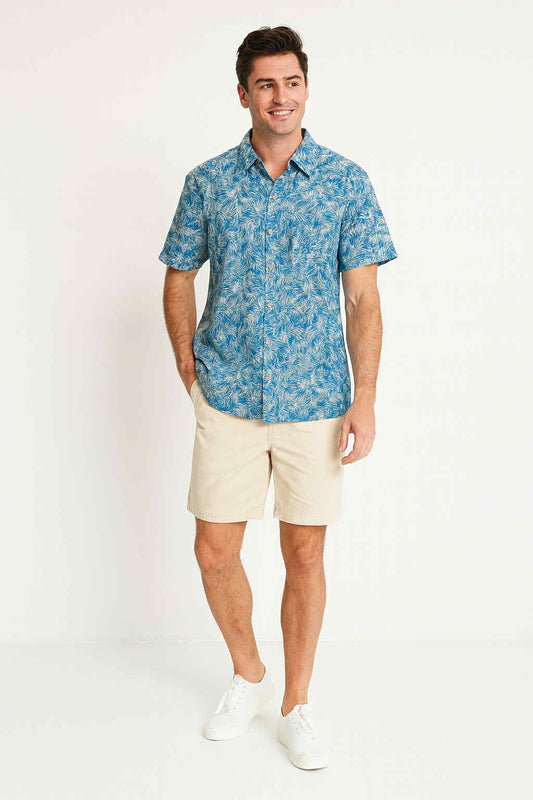 Teal Leaf Bamboo Shirt