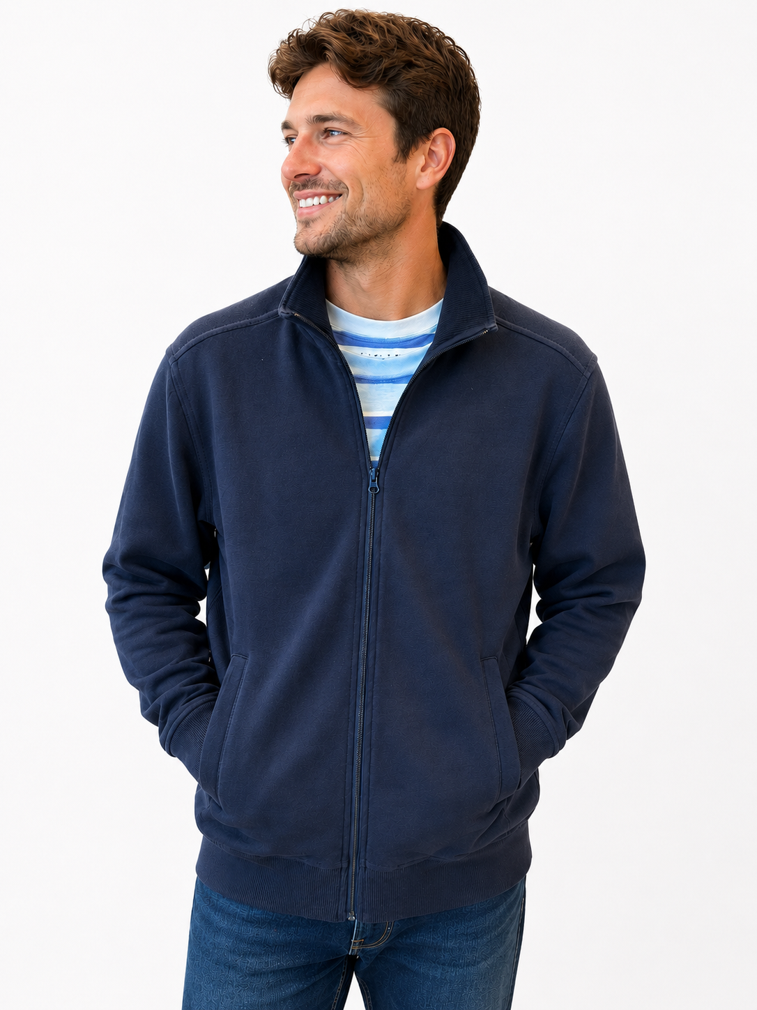 Navy Full Zipper Fleece Jacket