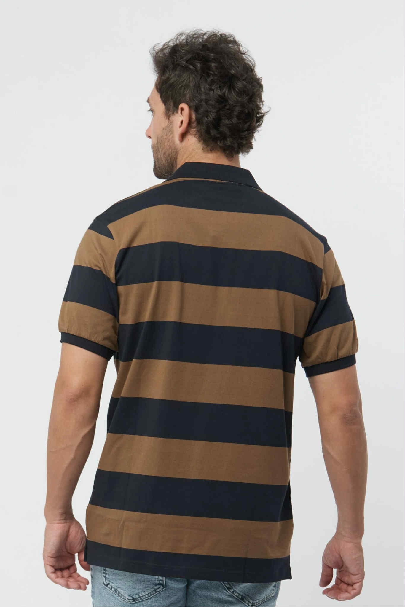 Navy Brown Cotton Polo