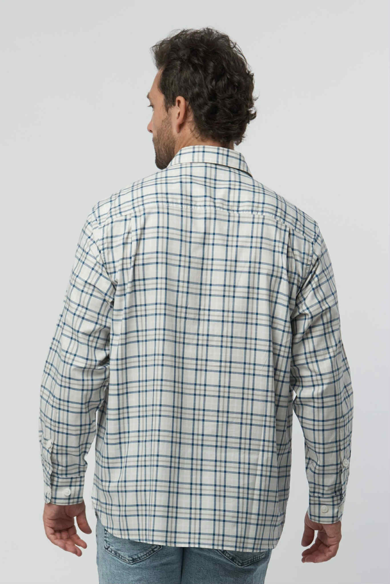Beige Navy Double Pocket Shirt