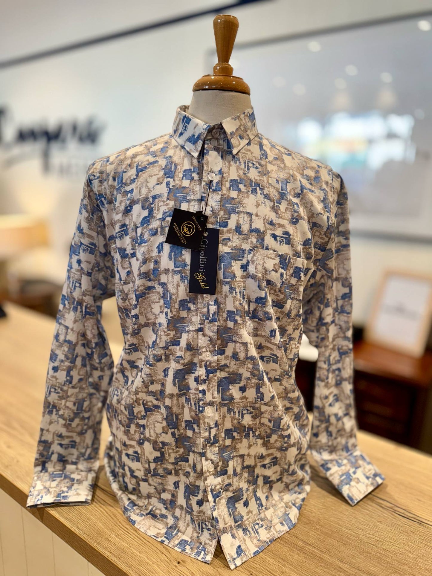 Sandy Blue Swiss Cotton Shirt