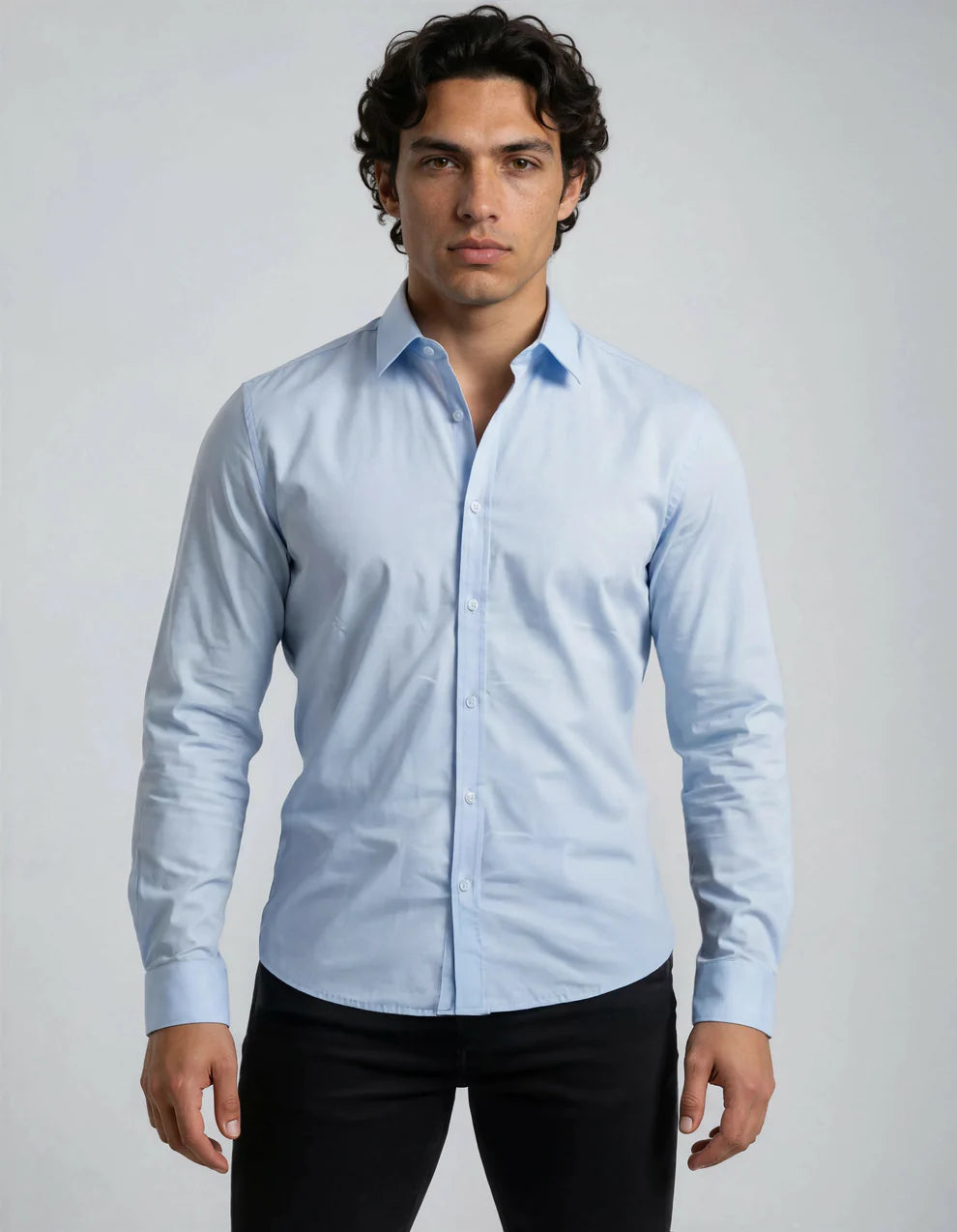Sky Blue Cotton Long Sleeve Shirt