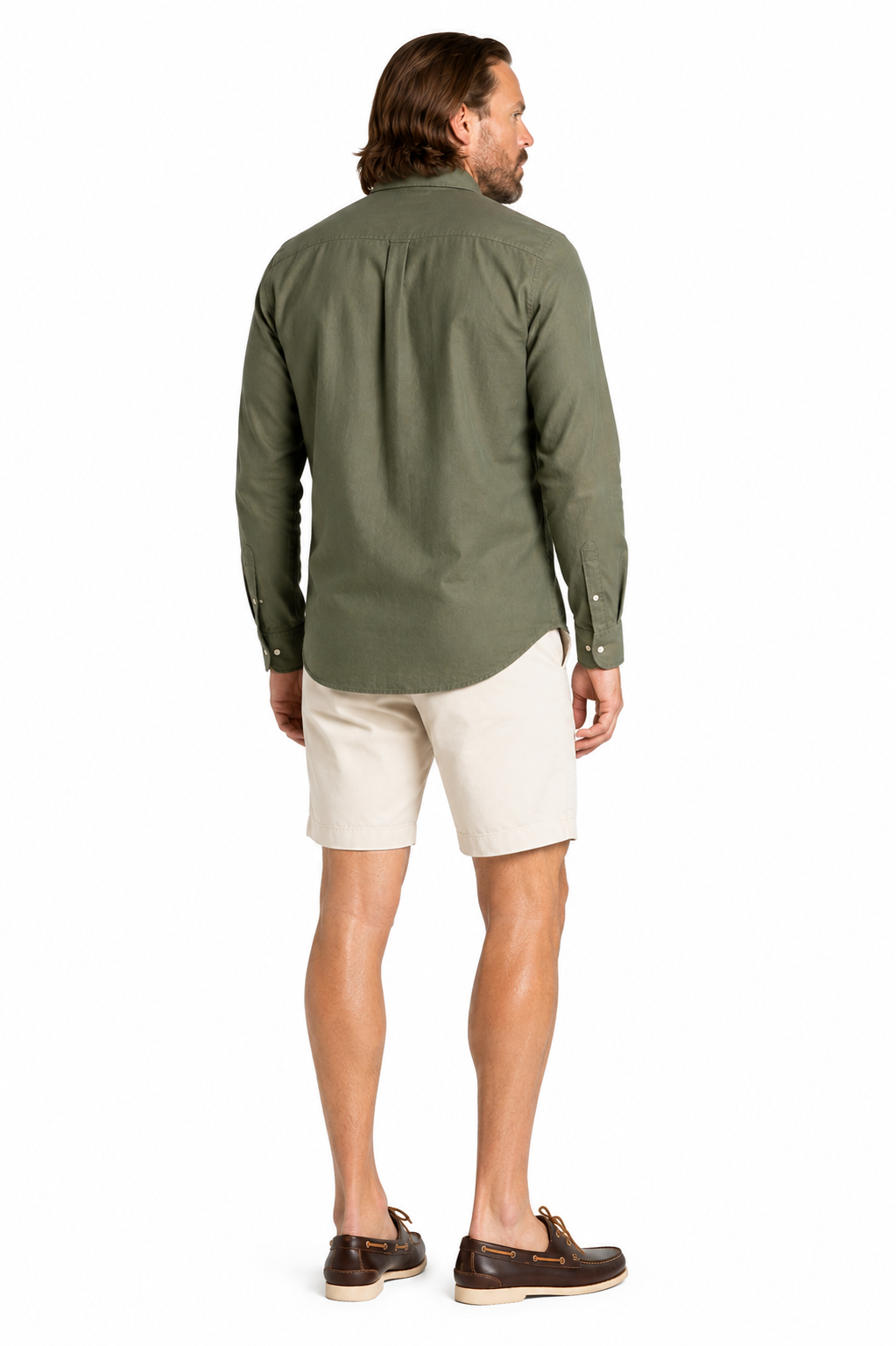 Khaki Long Sleeve Linen Shirt