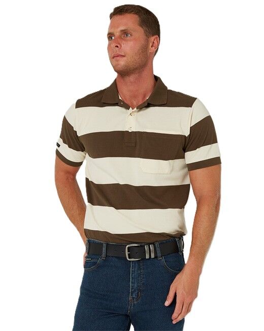 Olive and Cream Stripe Polo