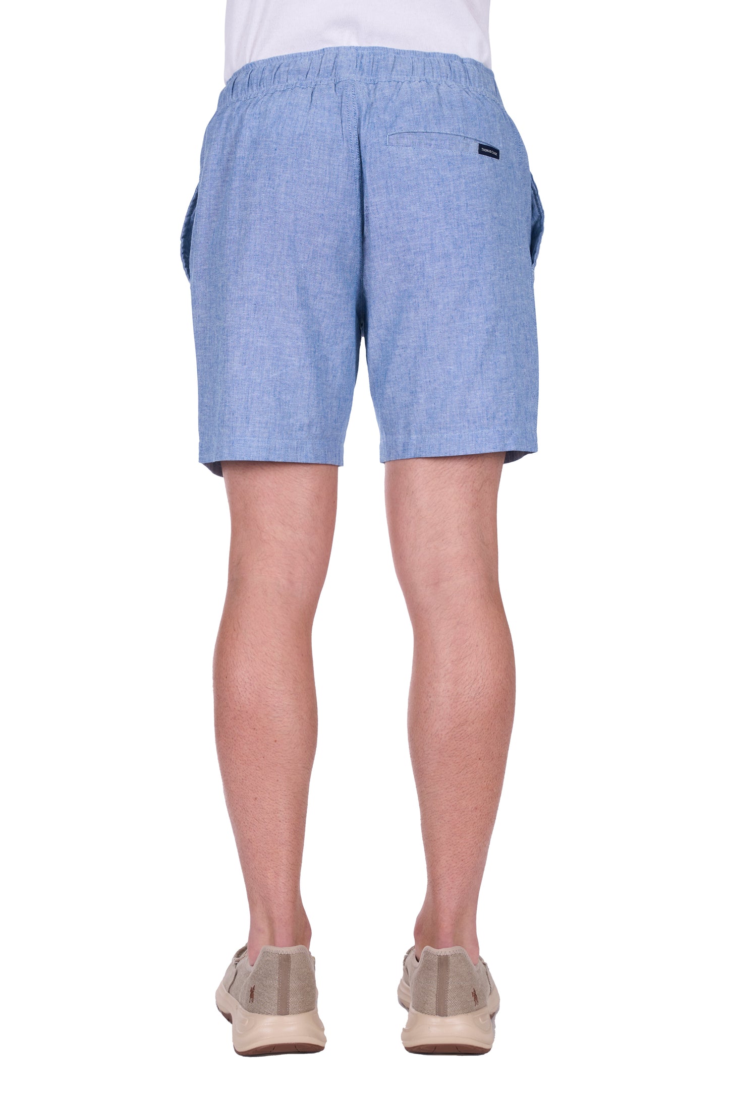 Chambray  Blue Linen Shorts