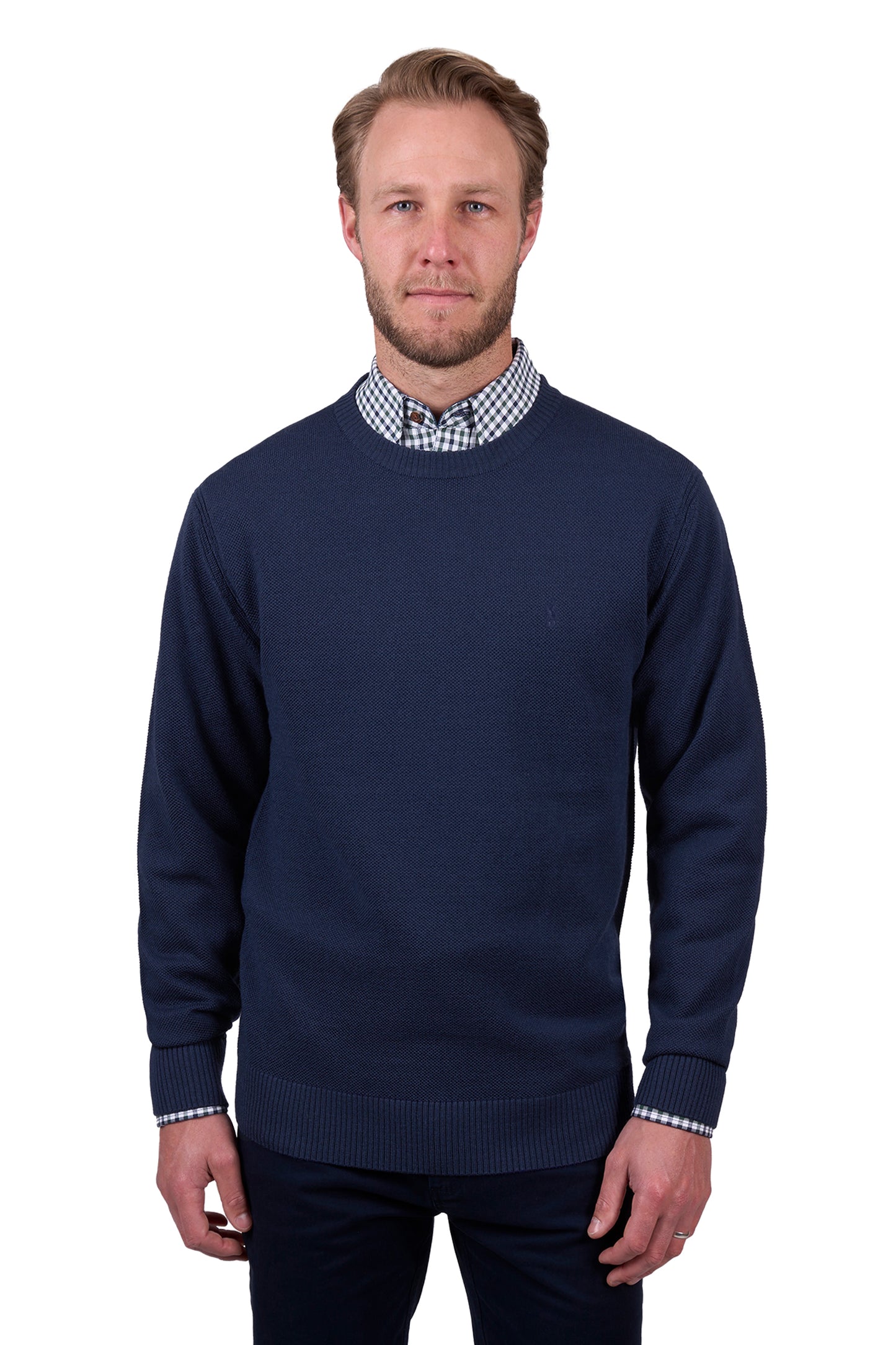 Navy Crew Neck Wool Sweater