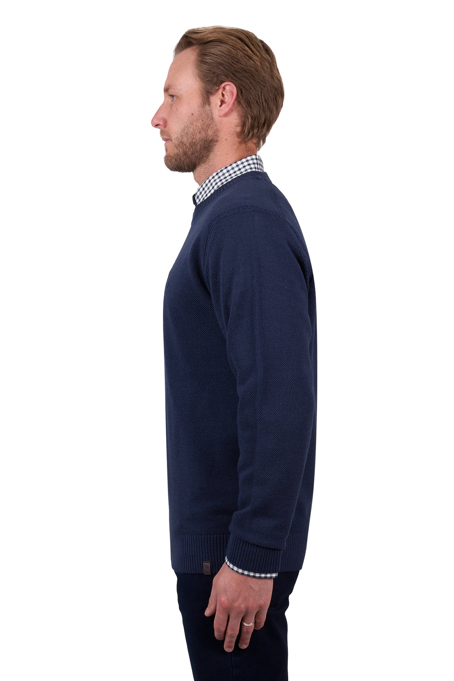 Navy Crew Neck Wool Sweater