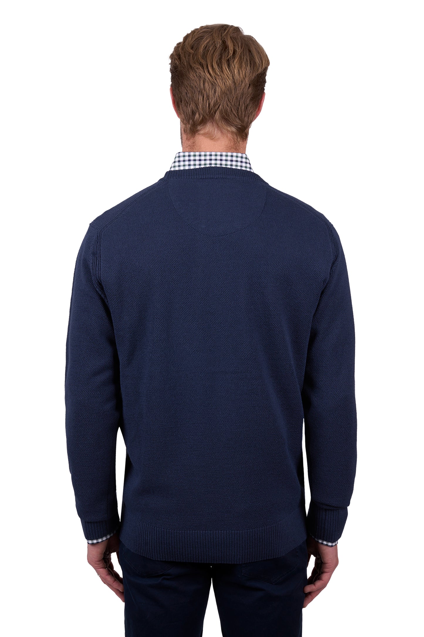Navy Crew Neck Wool Sweater