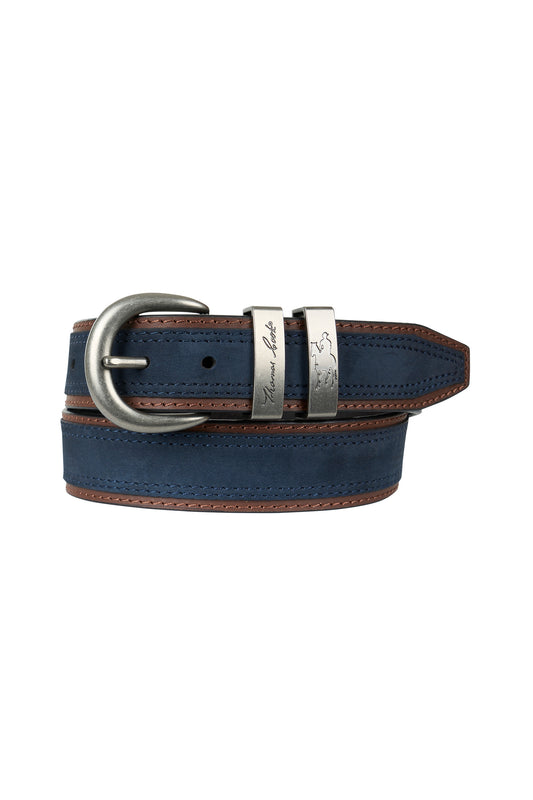 Navy & Choc Leather Belt