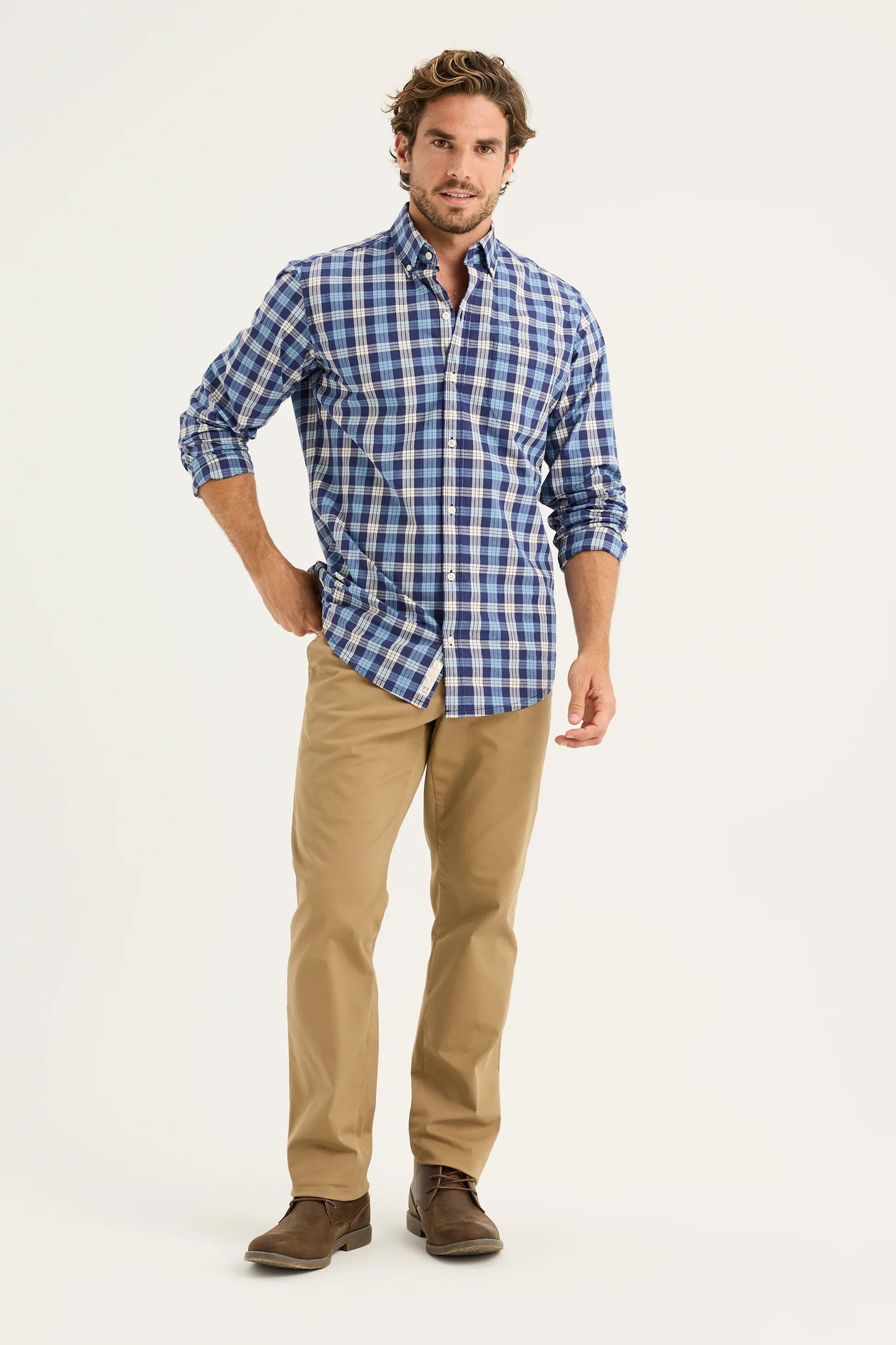 Indigo Check Cotton Shirt