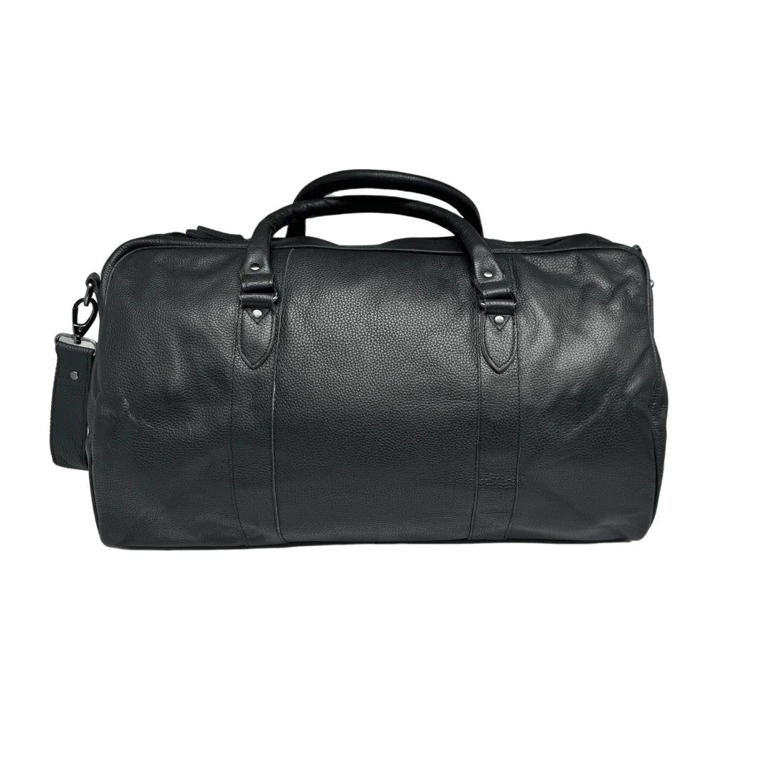 100% Leather Duffel Bag - Black