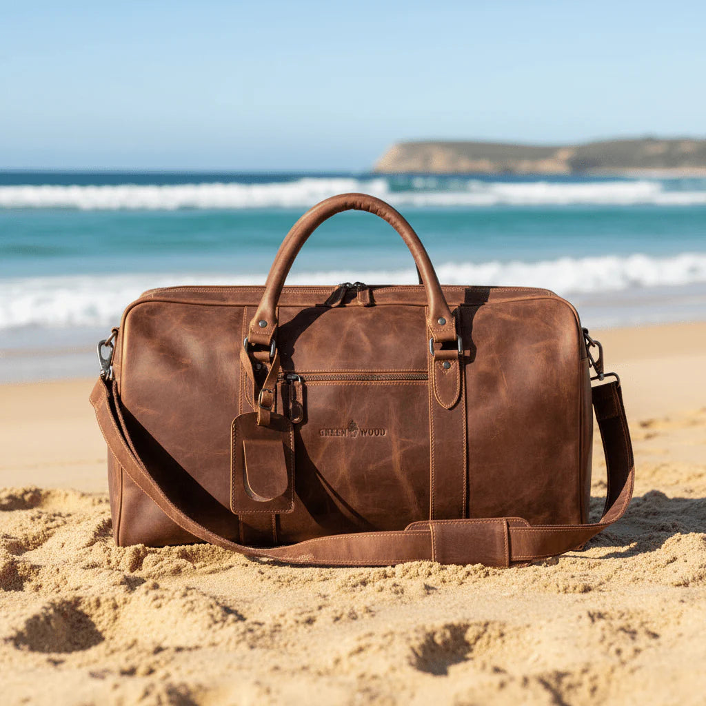 100% Leather Weekender Brown Bag