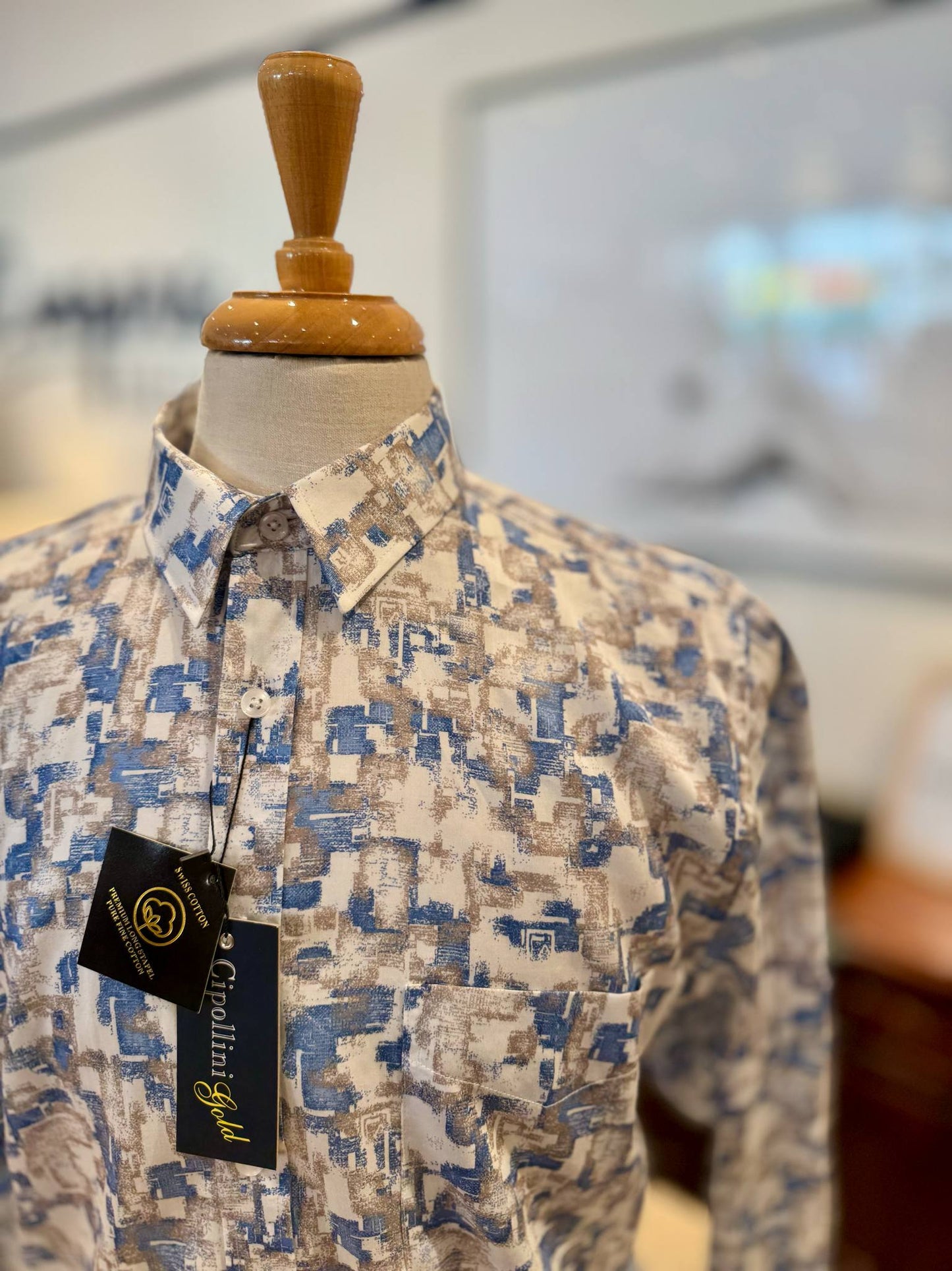 Sandy Blue Swiss Cotton Shirt