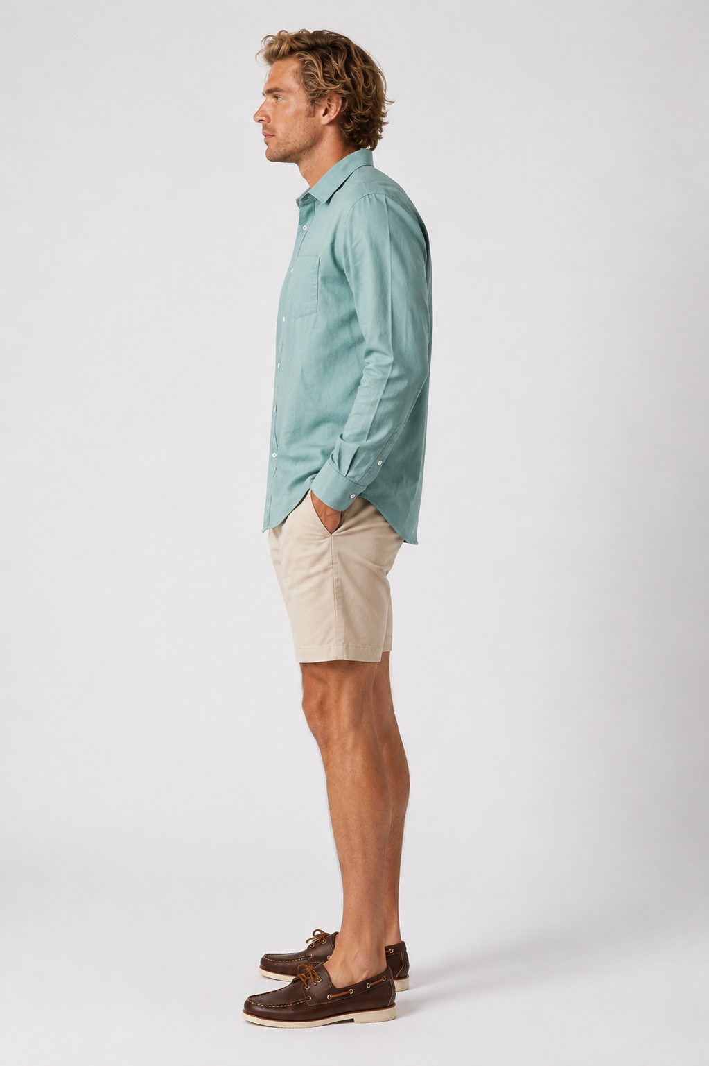 Teal Long Sleeve Linen Shirt