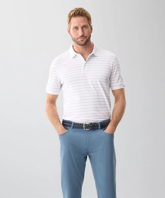 White Pique Striped Polo