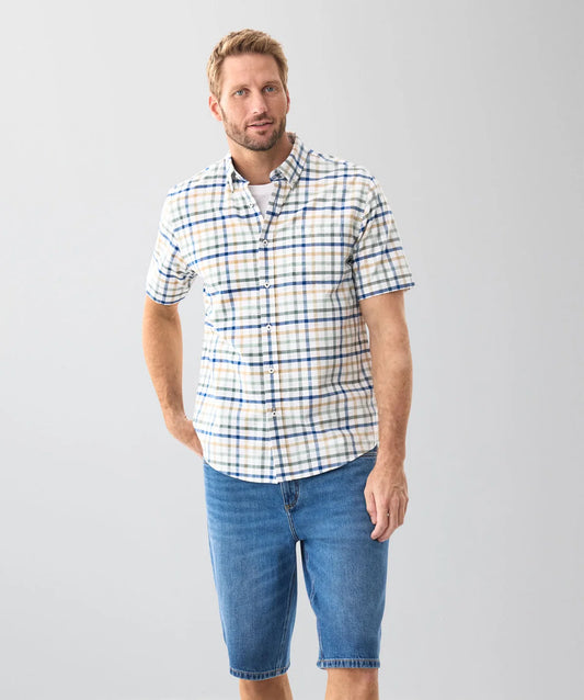 Multi Casual Slub Short Sleeve Check Shirt