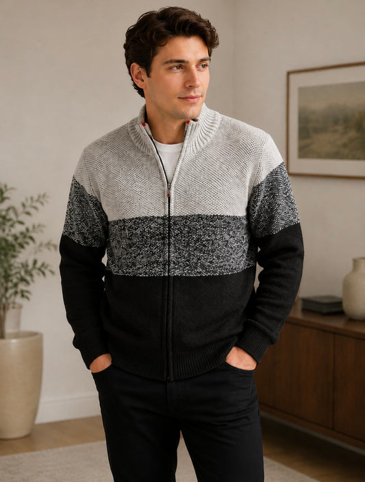 Charcoal Black White Stripe Sweater