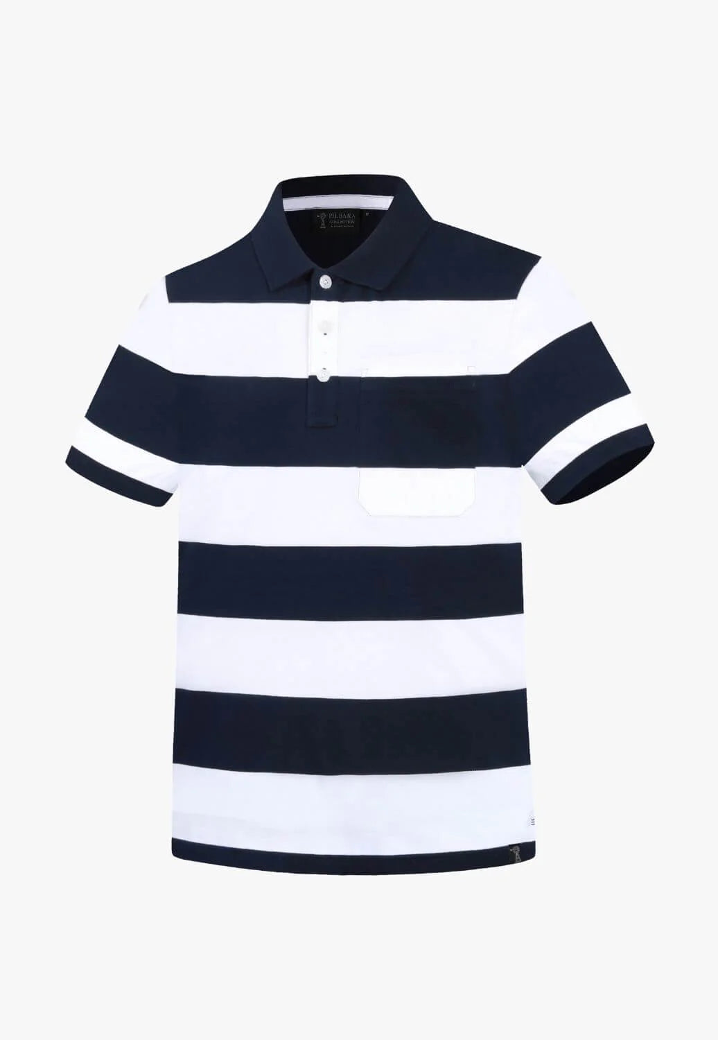 Navy White Large Stripe Polo