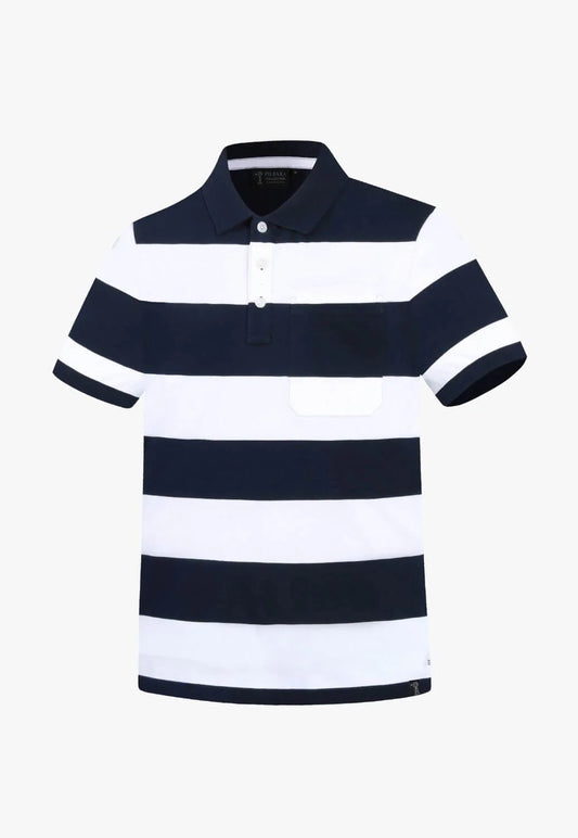Navy White Large Stripe Polo