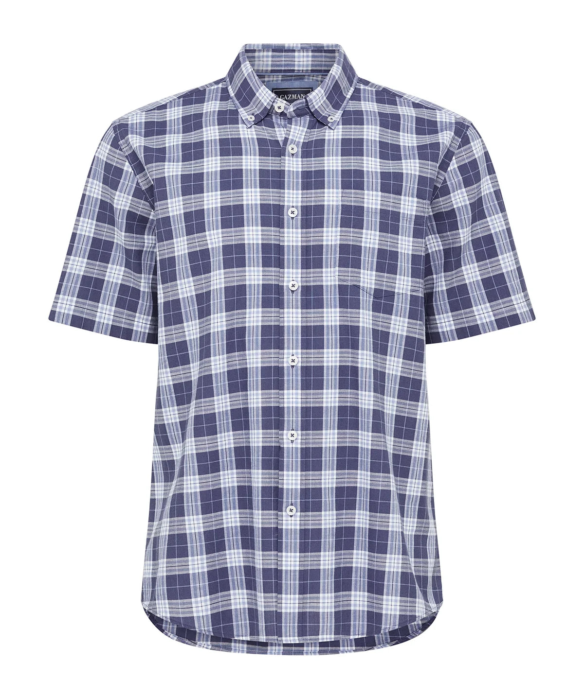 Navy Casual Cotton Slub Short Sleeve Shirt