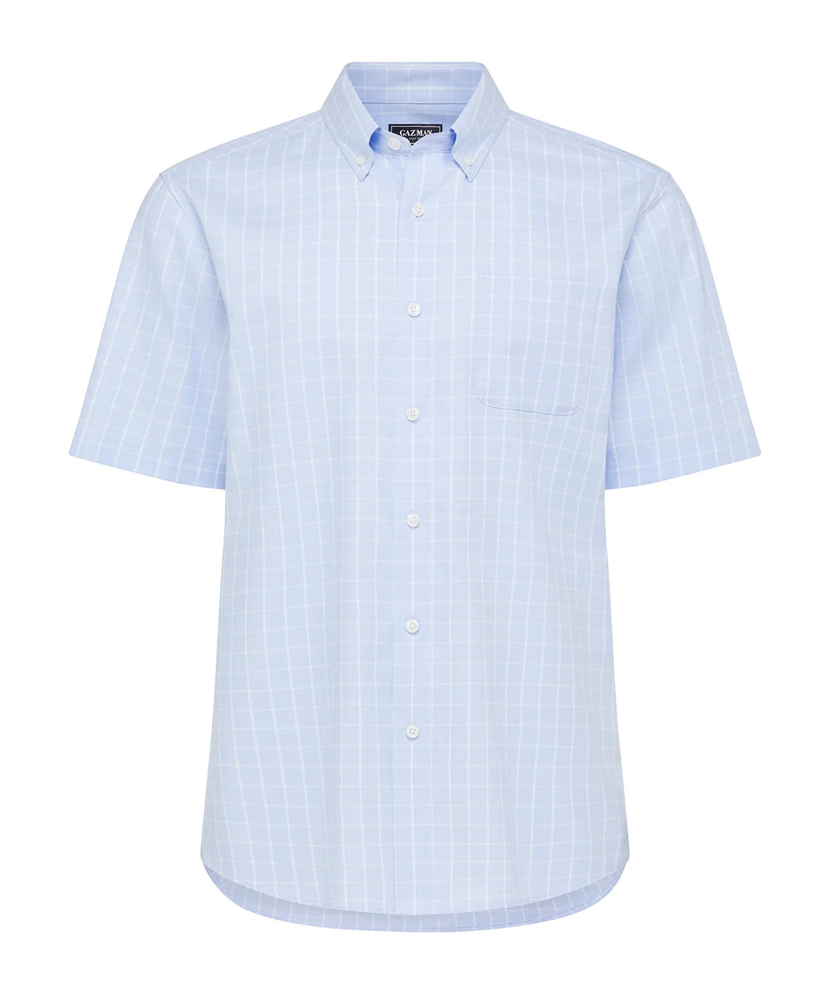 Sky Blue Easy Care Dobby Check  Short Sleeve Shirt