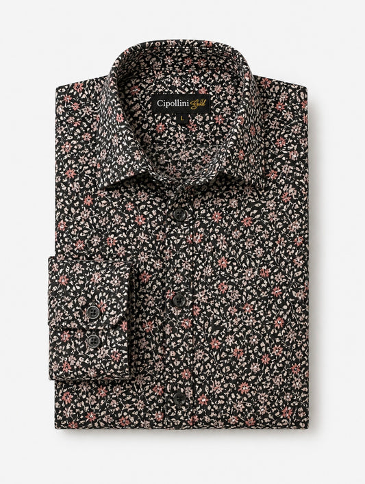 Pink Floral Long Sleeve Microfiber Shirt