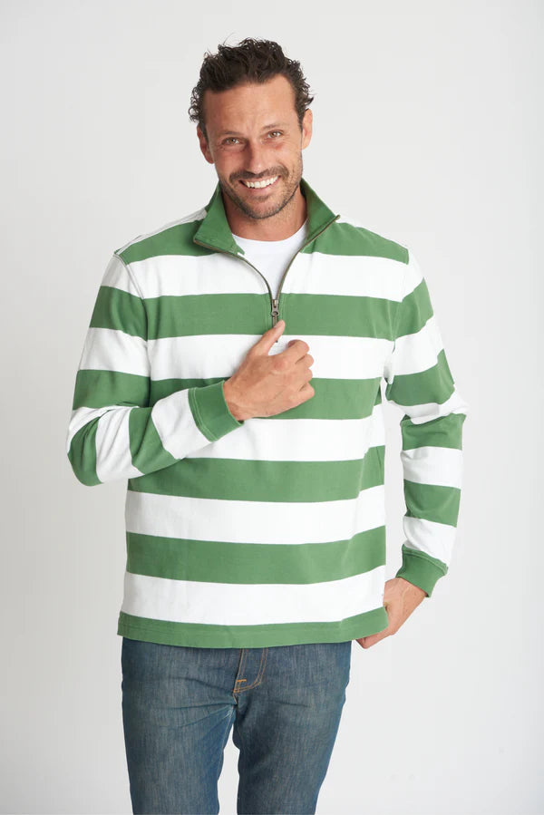 Green & White Stripe Rugby