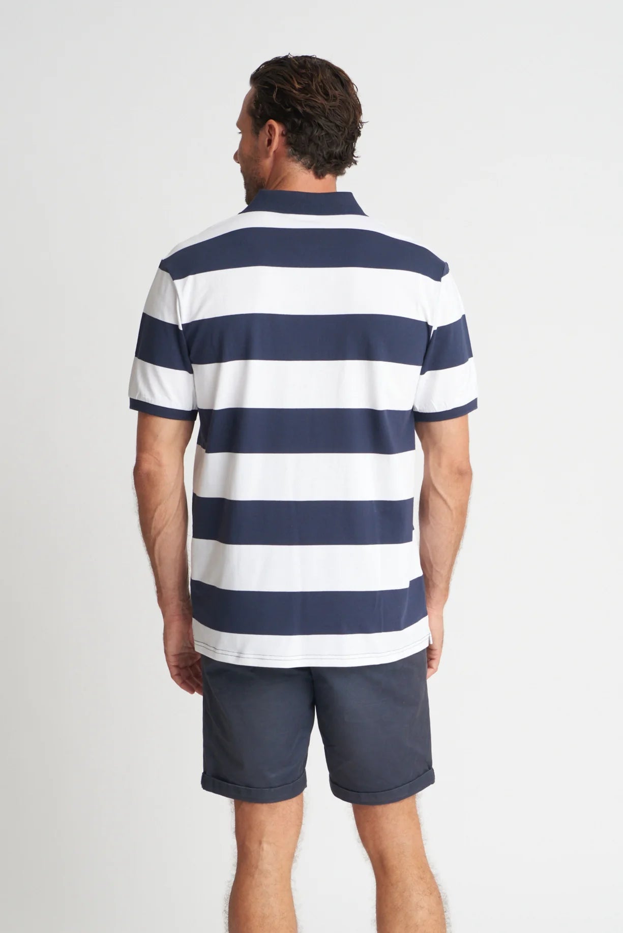 Navy White Stripe Polo