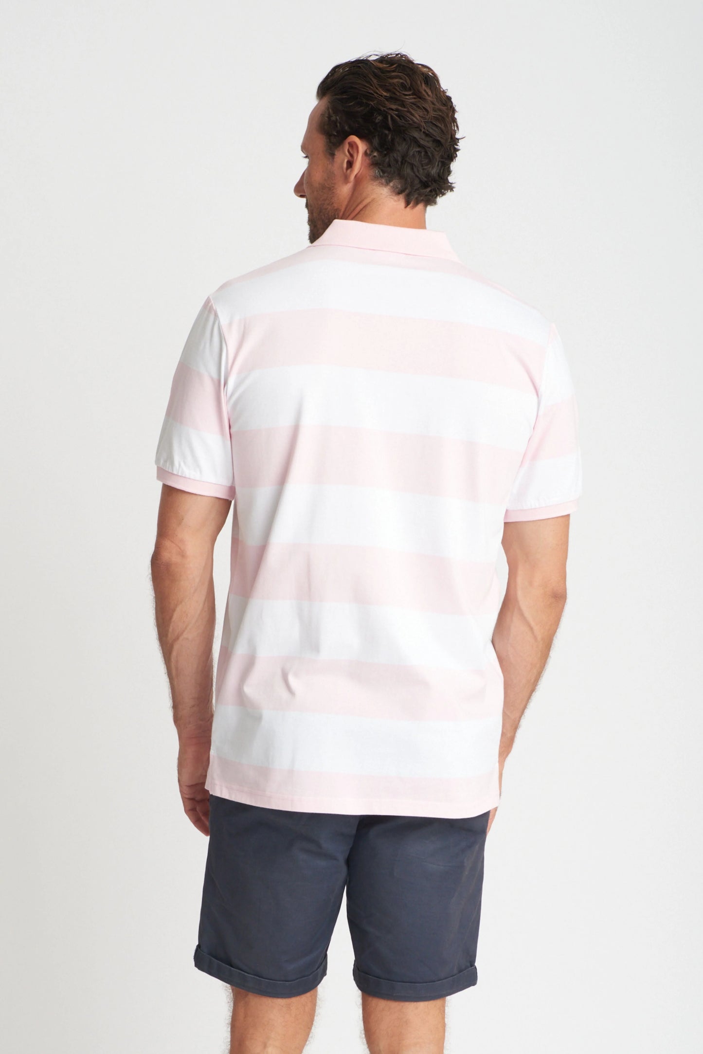 Pink and white Stripe Polo