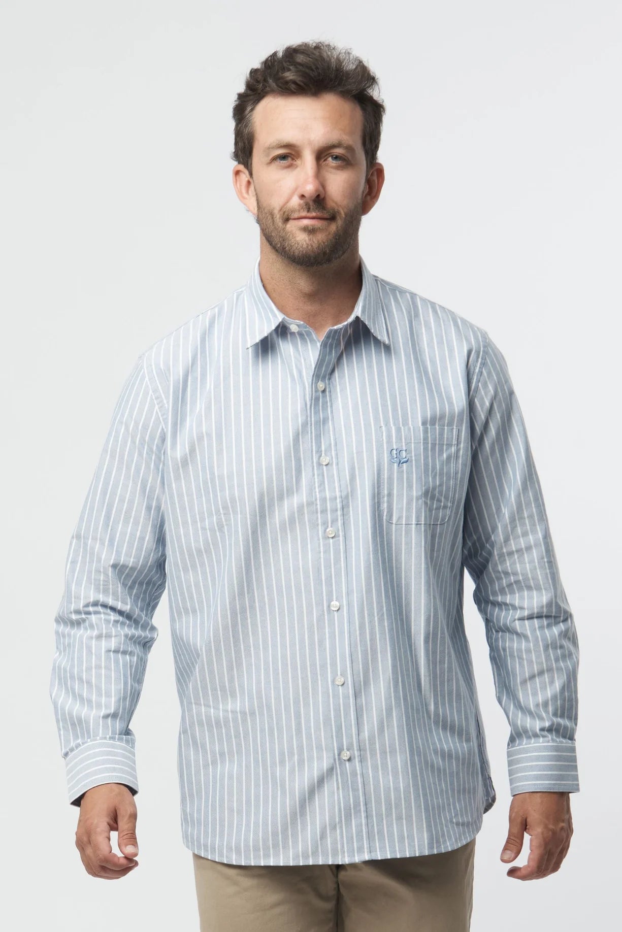 Denim Blue White Stripe Shirt