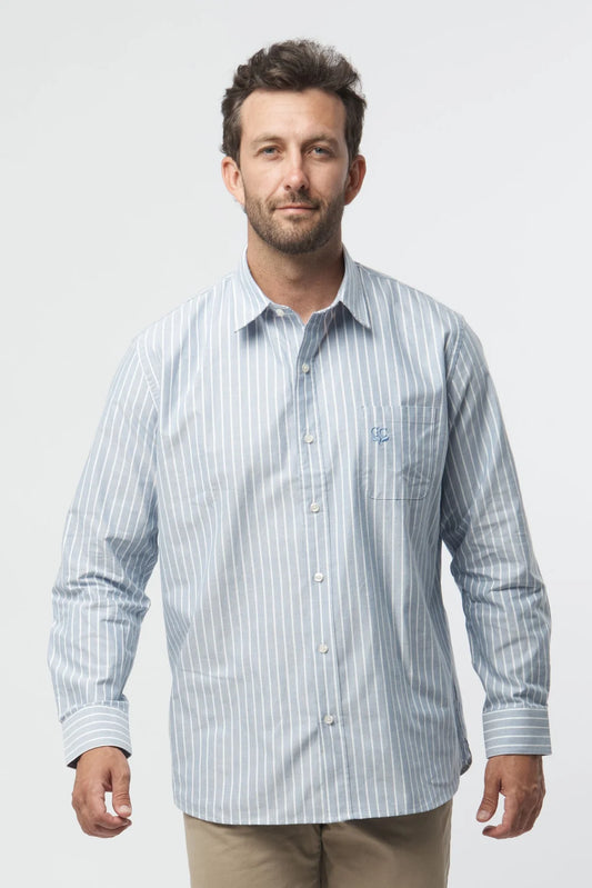 Denim Blue White Stripe Shirt