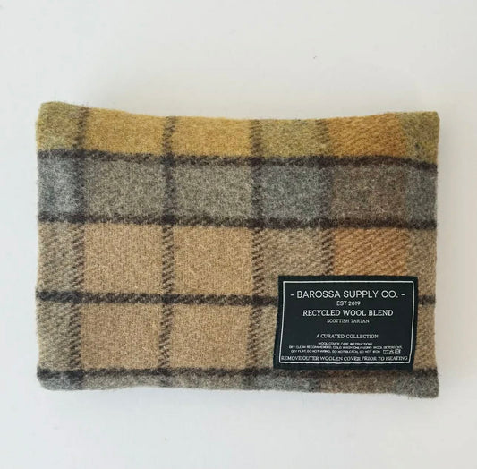 Recycled Wool Blend Scottish Tartan Heat Pack - Buchanan Natural