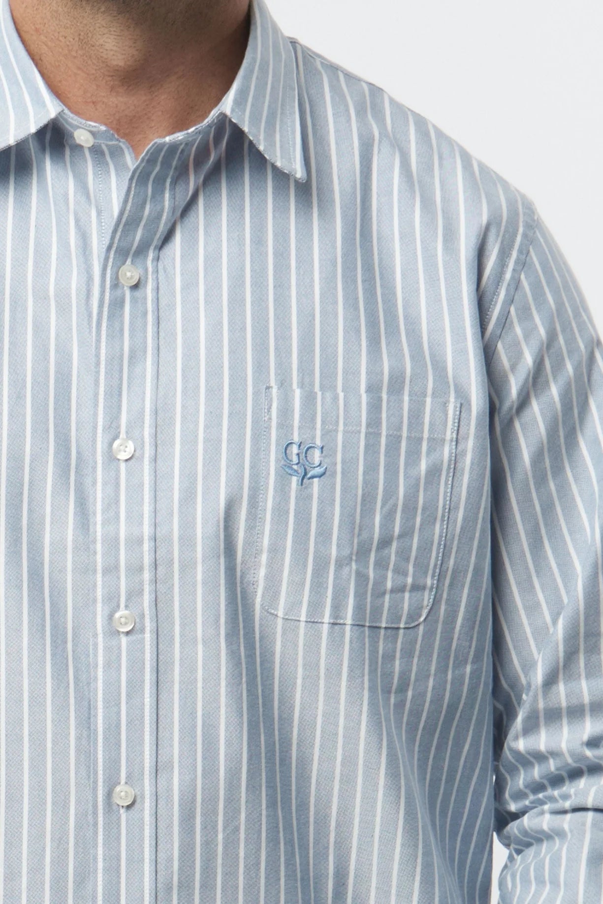 Denim Blue White Stripe Shirt