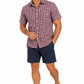 Burgundy Gingham Short Sleeve Cotton Shirt