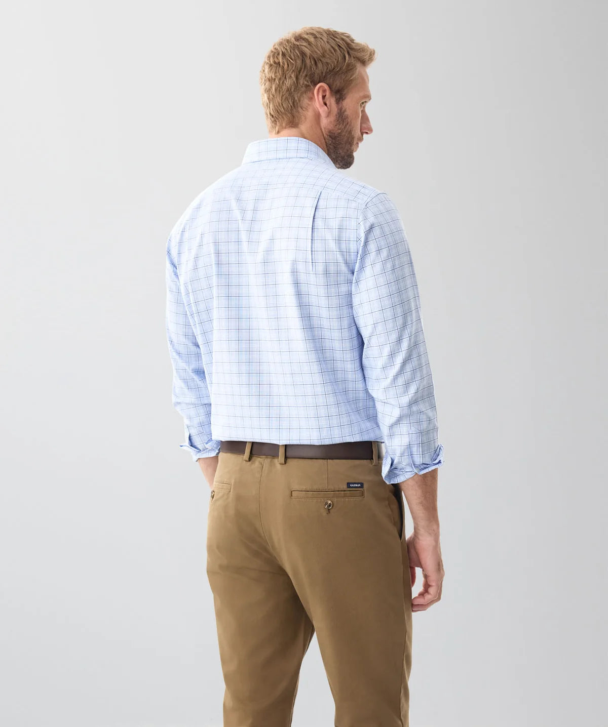 Blue Non Iron Twill Check Long Sleeve Shirt