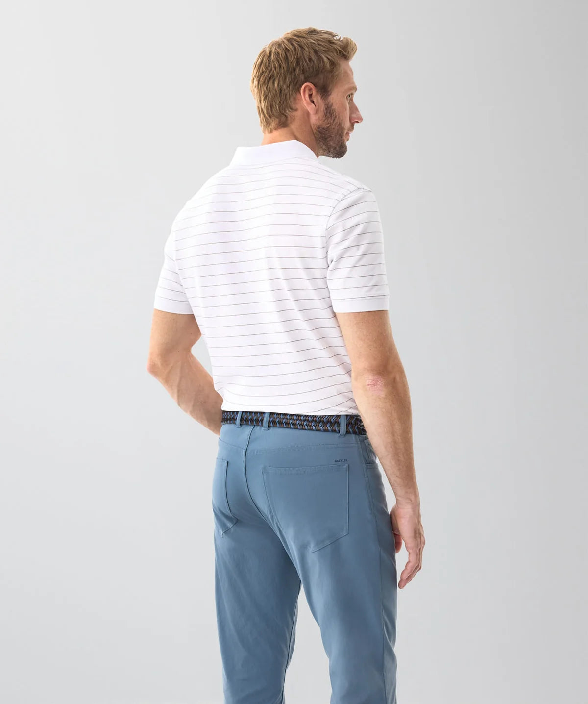 White Pique Striped Polo
