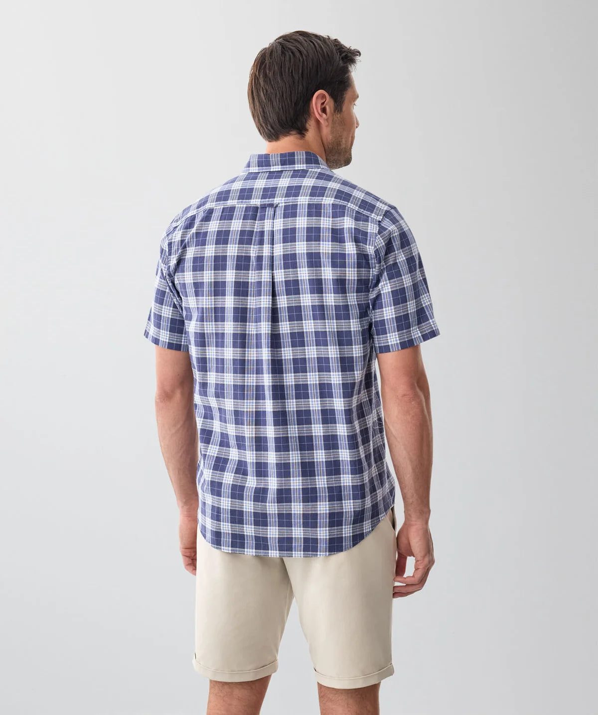 Navy Casual Cotton Slub Short Sleeve Shirt